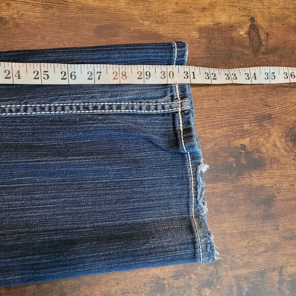 BKE Jeans 28 R Sabrina Flare Low Rise Ripped Thick Stitch Stretch Boho Western - Picture 10 of 12